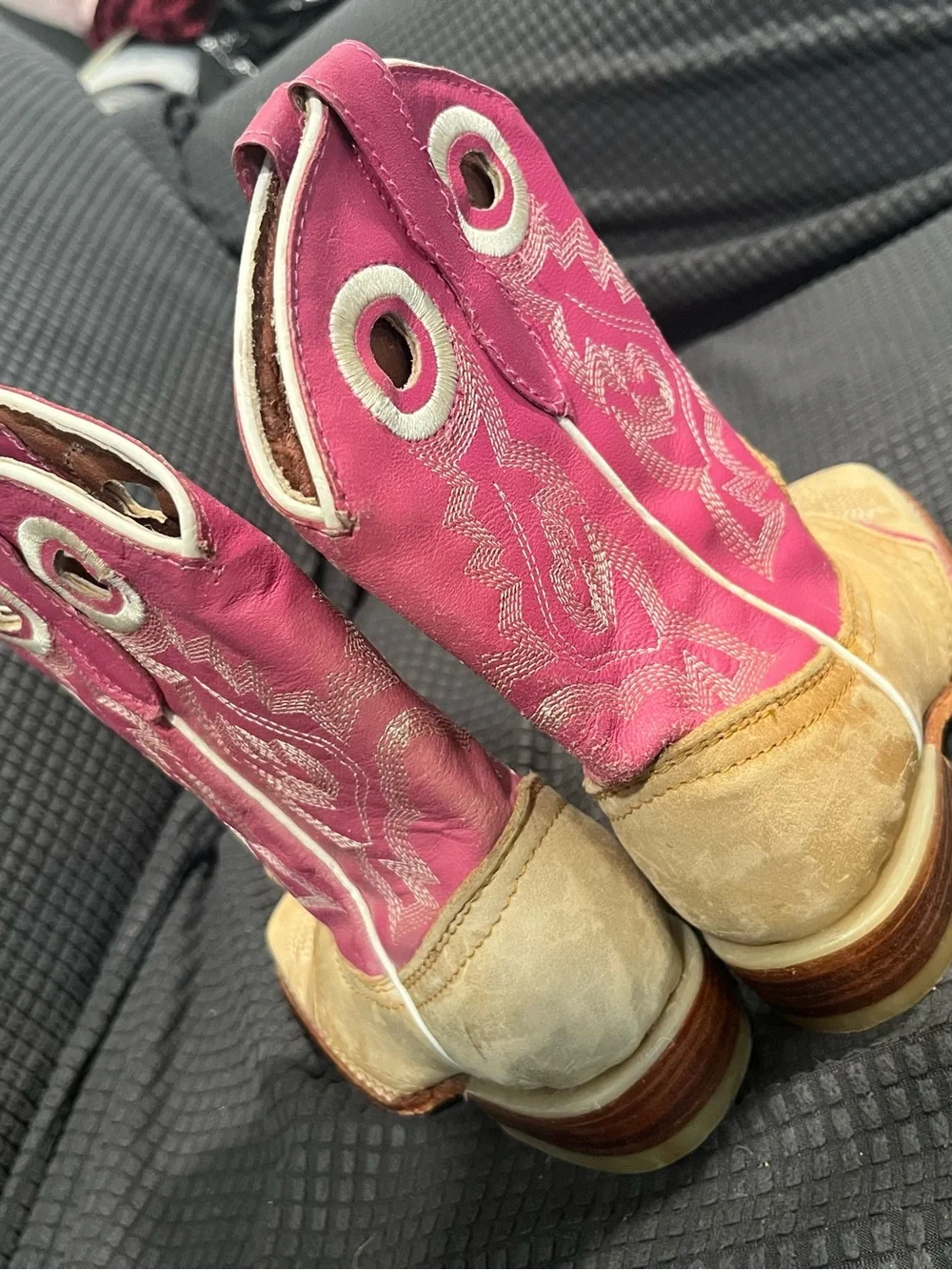 Girls Pink and Tan Western Pull-On Cowboy Boots